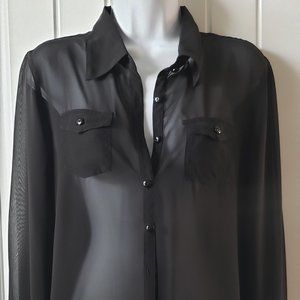 Black Sheer Harley-Davidson Button Front Blouse Women's Size Large